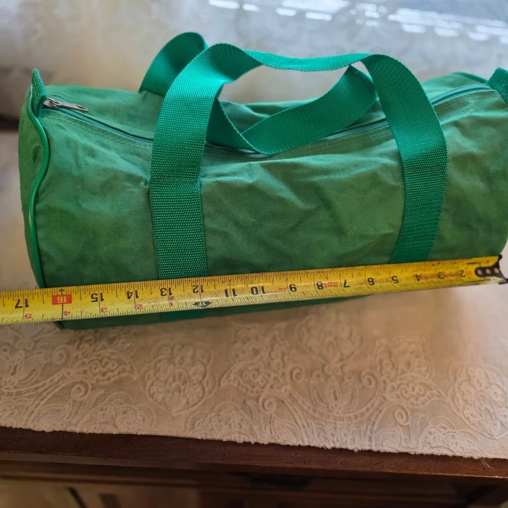 Vintage Canvas Duffle Gym Bag Libbey-Owens-Ford Ottawa Green Air-Tex